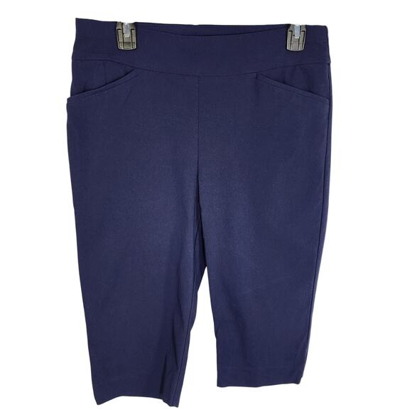 Chico's Womens Perfect Stretch Pedal Pusher Capris Blue Size 1 US Medium 8 Basic - Picture 1 of 7
